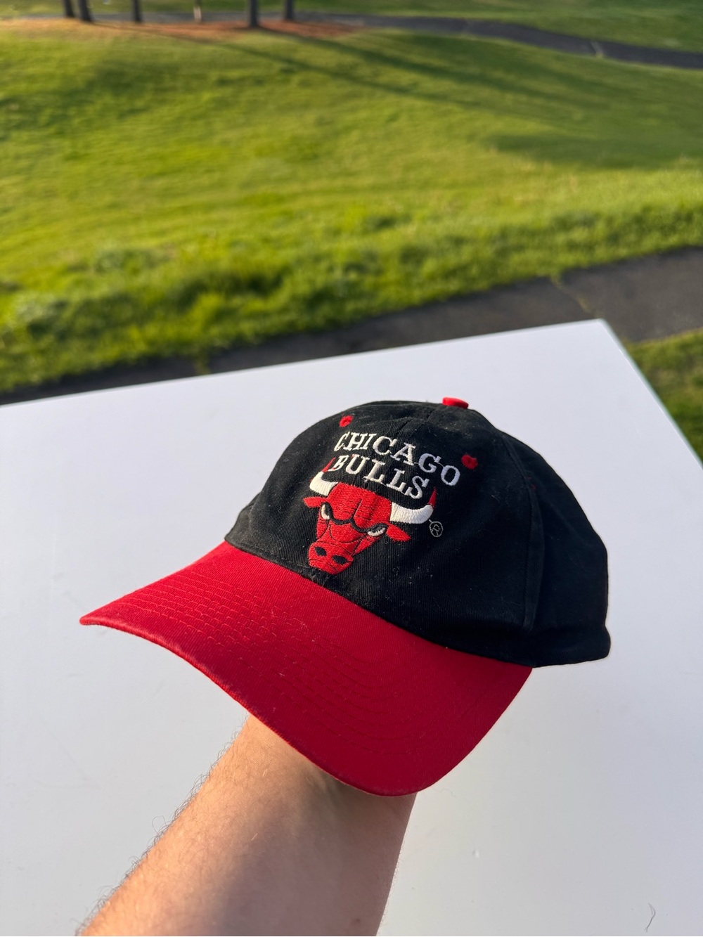 Vintage Chicago Bulls Snapback Hat NBA Cap Black Red
